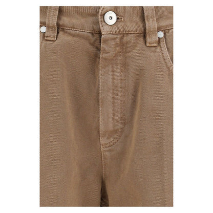 Brunello Cucinelli Jeans A Gamba Dritta In Cotone Marrone
