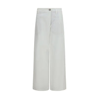 Pantalon décontracté en coton blanc Brunello Cucinelli