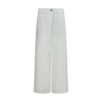 Pantalon décontracté en coton blanc Brunello Cucinelli