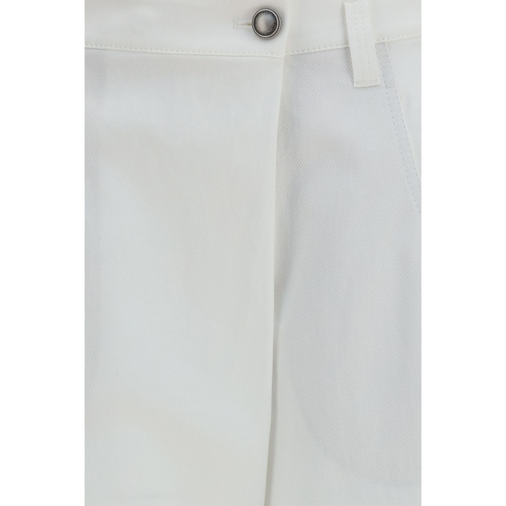Pantalon décontracté en coton blanc Brunello Cucinelli