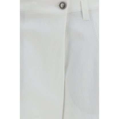 Pantalon décontracté en coton blanc Brunello Cucinelli