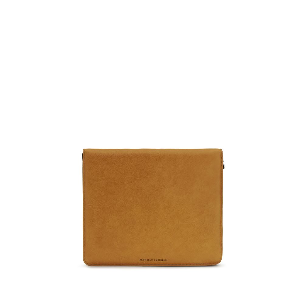 Portefeuille Brunello Cucinelli en cuir de veau marron