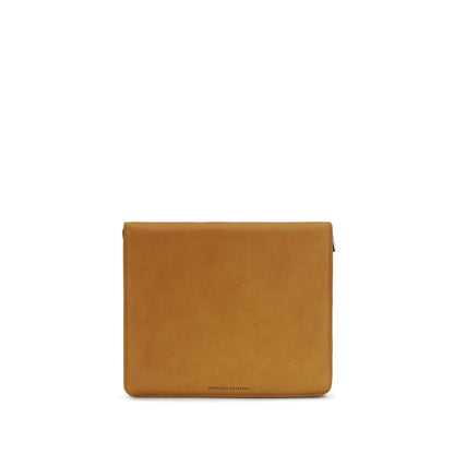 Portefeuille Brunello Cucinelli en cuir de veau marron