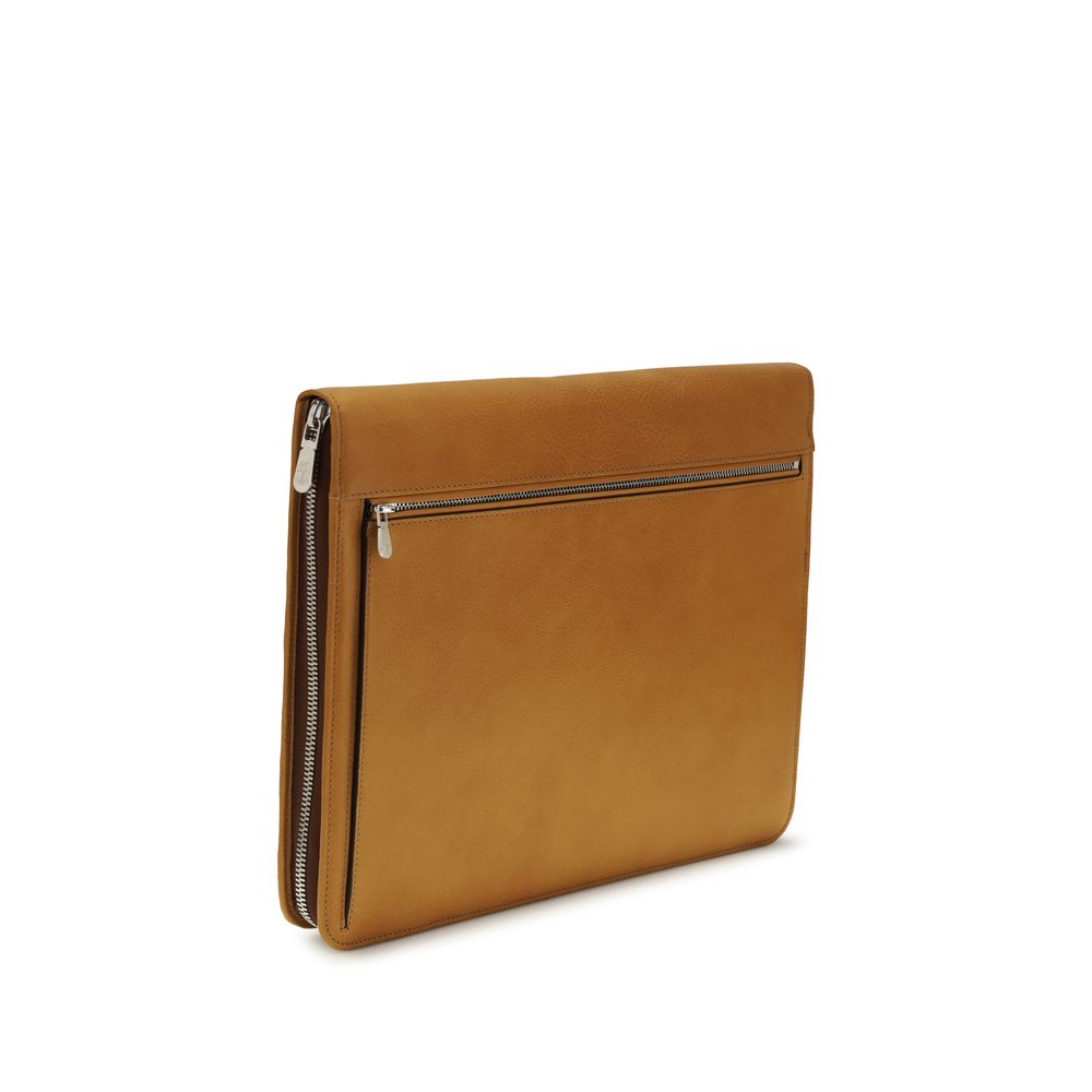 Portefeuille Brunello Cucinelli en cuir de veau marron