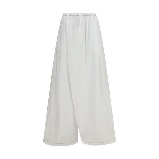 Pantaloni casual in cotone bianco Marni