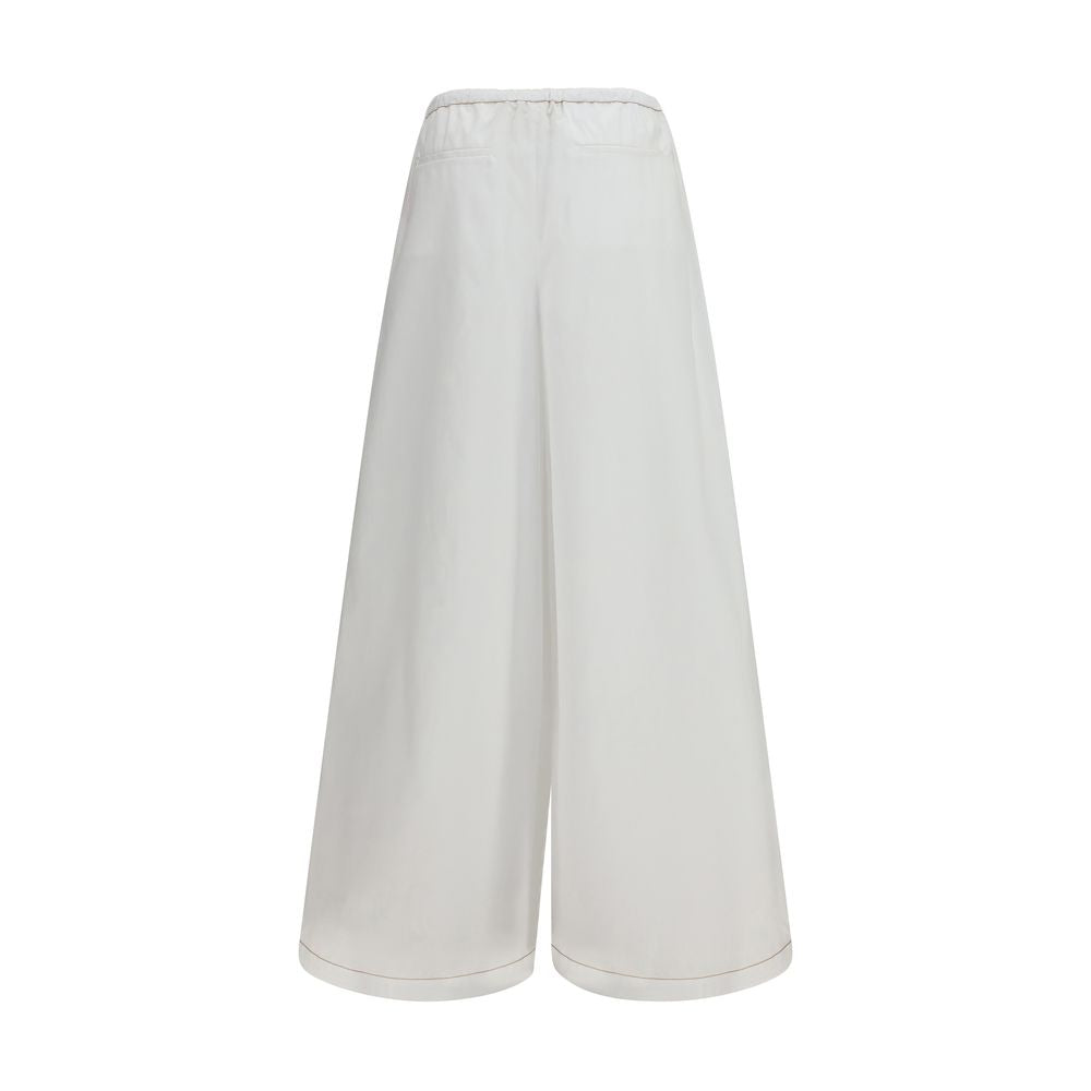 Marni White Cotton Casual Pants