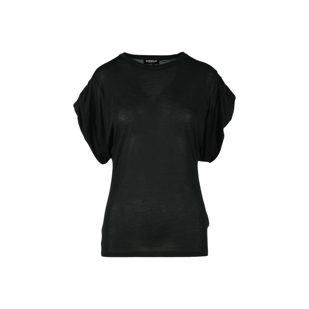 T-shirt Nera in Viscosa Dondup