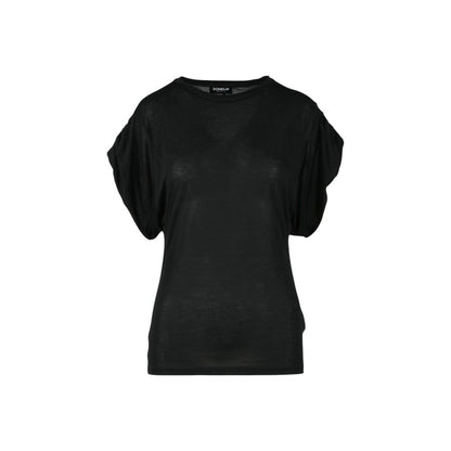 T-shirt Nera in Viscosa Dondup
