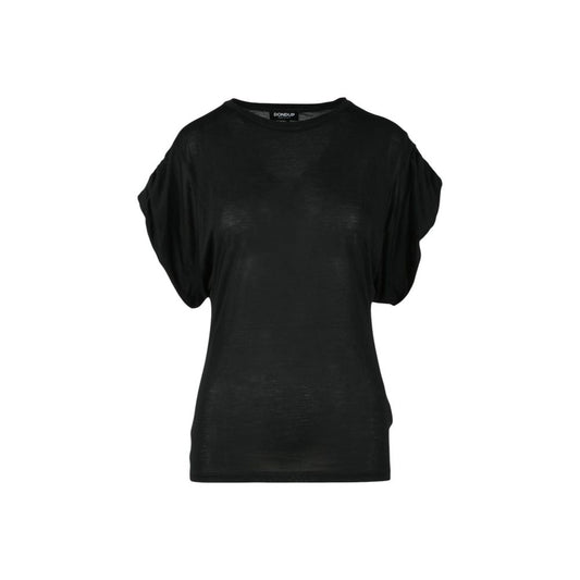 T-shirt Nera in Viscosa Dondup