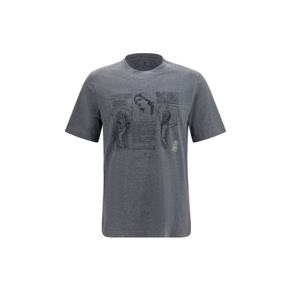 T-shirt bleu en coton Brunello Cucinelli