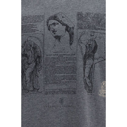 T-shirt bleu en coton Brunello Cucinelli