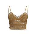 T-shirt smanicata in cotone marrone Charo Ruiz