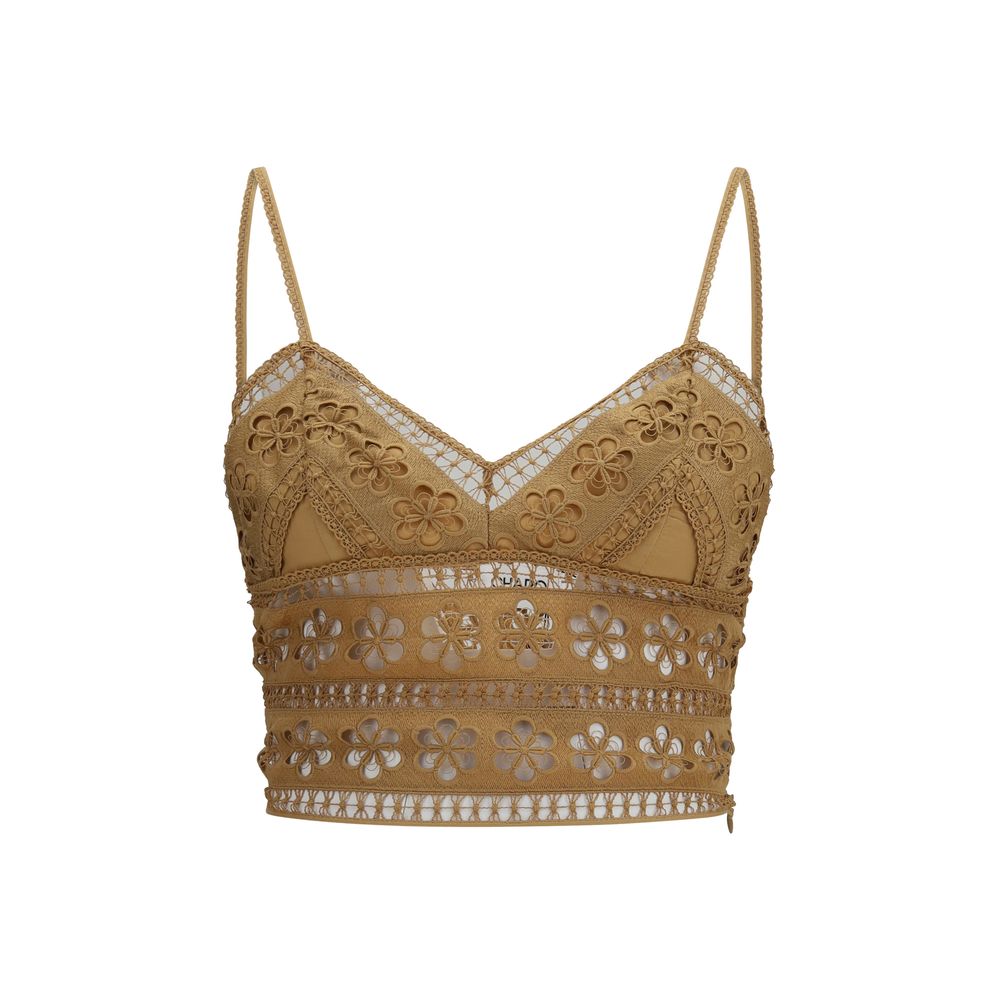 T-shirt smanicata in cotone marrone Charo Ruiz