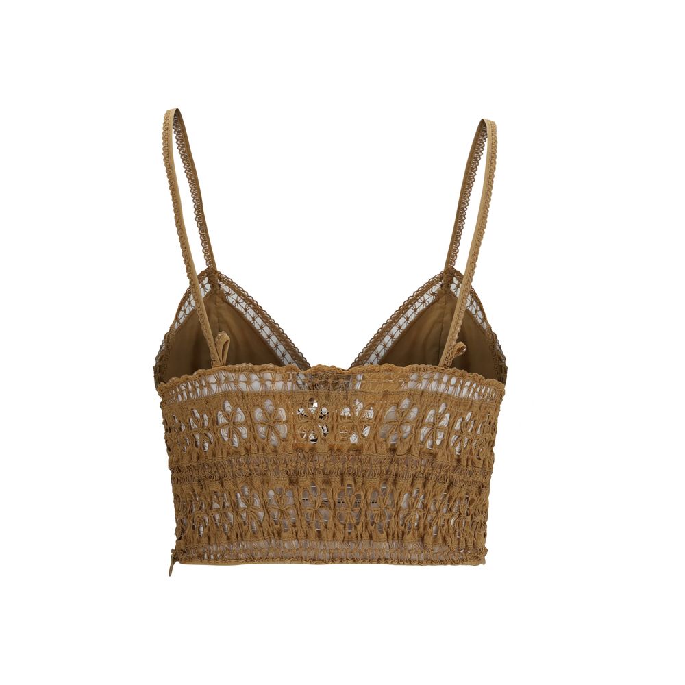 T-shirt smanicata in cotone marrone Charo Ruiz