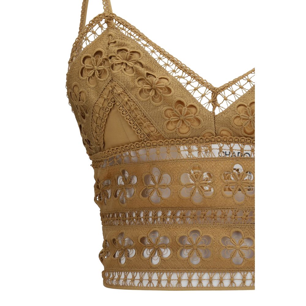 T-shirt smanicata in cotone marrone Charo Ruiz