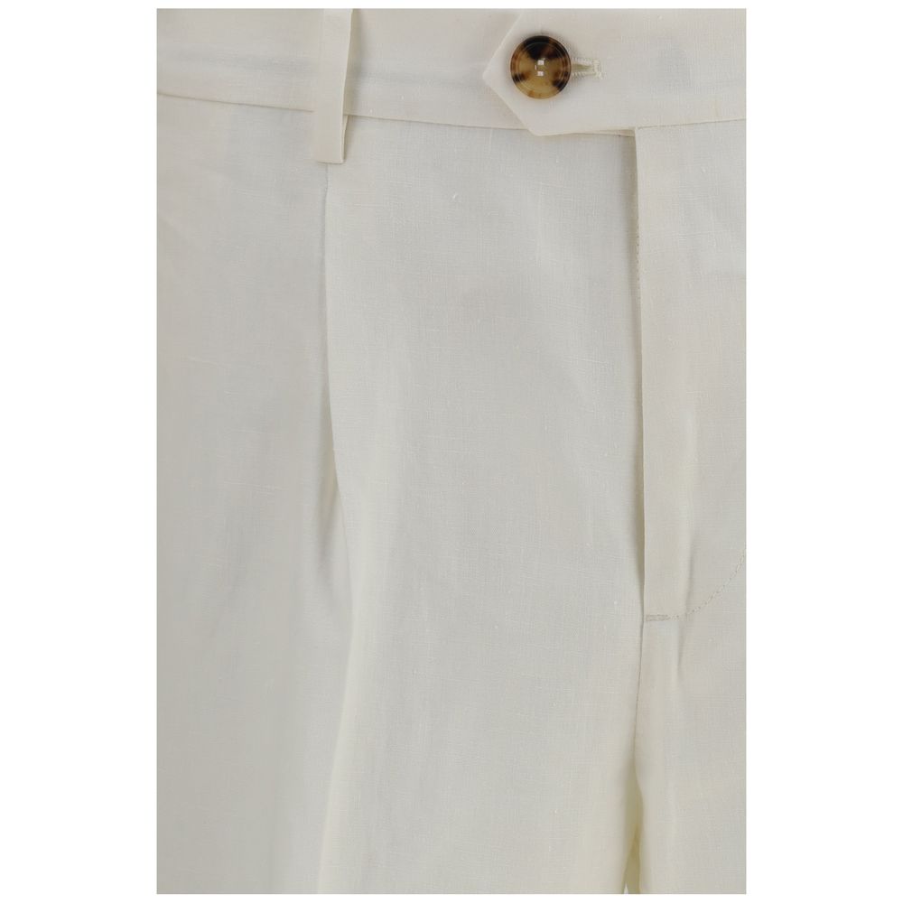 Brunello Cucinelli Pantaloni Casual in Lino Bianchi