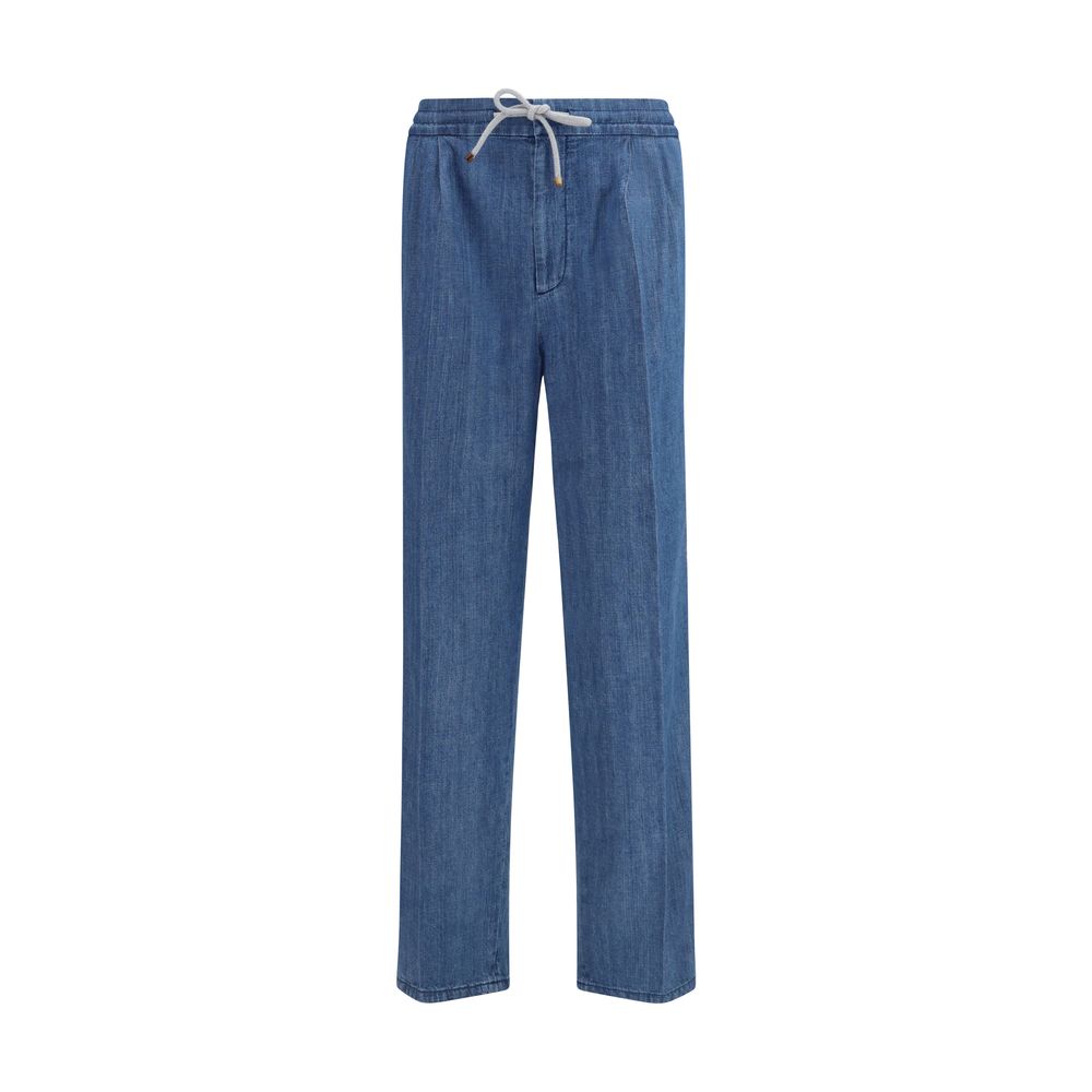 Pantalon décontracté Brunello Cucinelli en coton bleu