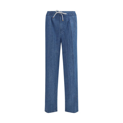 Pantalon décontracté Brunello Cucinelli en coton bleu
