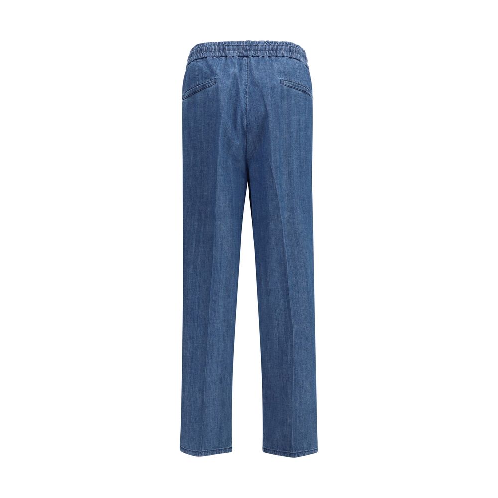 Pantalon décontracté Brunello Cucinelli en coton bleu