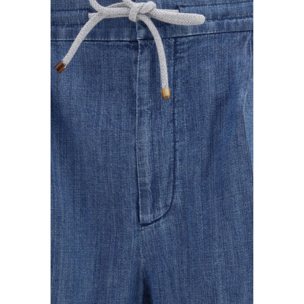 Pantalon décontracté Brunello Cucinelli en coton bleu