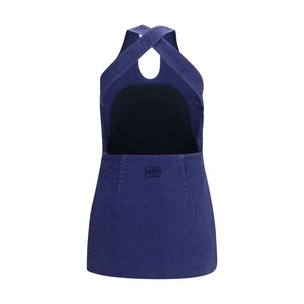 Miu Miu Vestito Casual in Cotone Blu