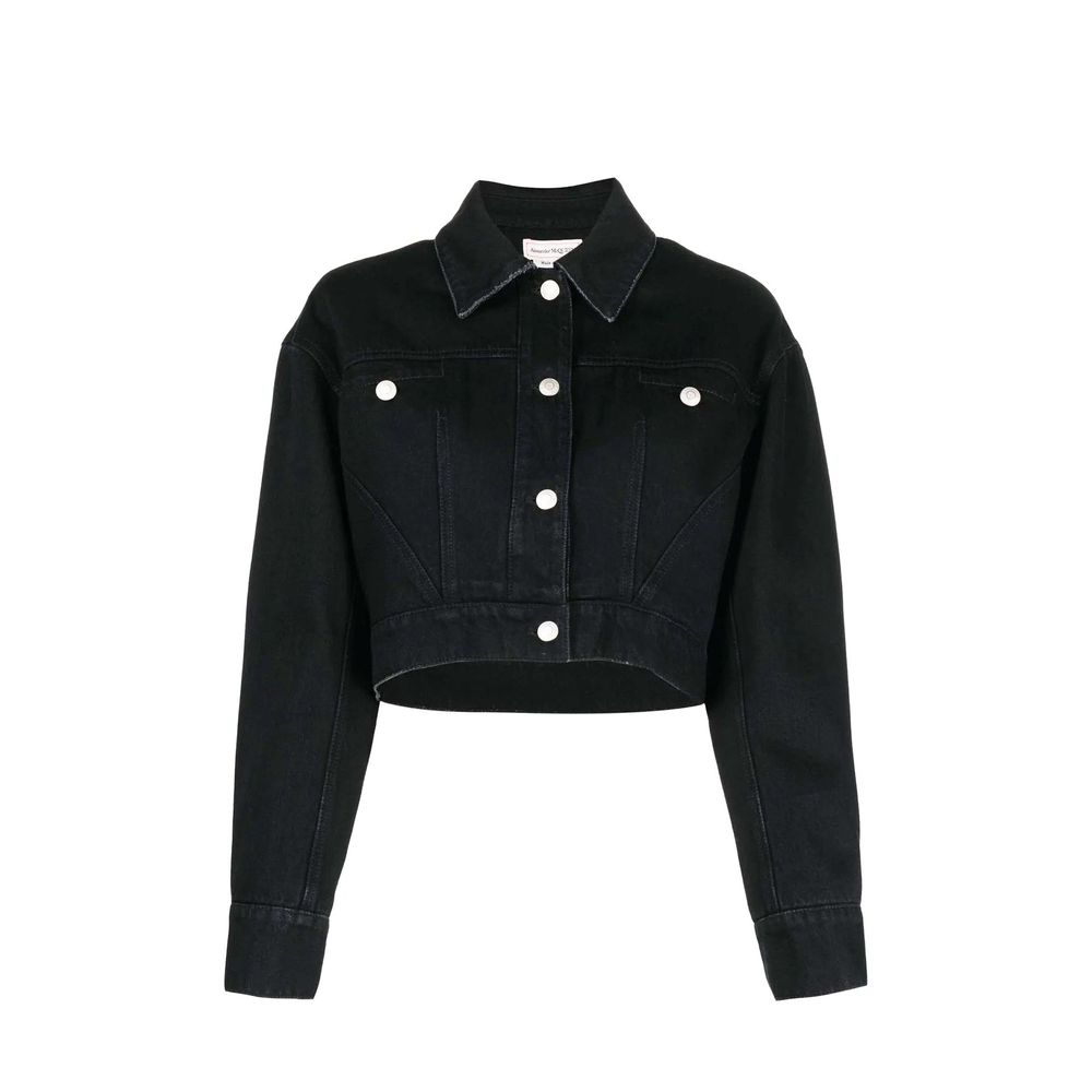 Veste en jean en coton noir Alexander McQueen
