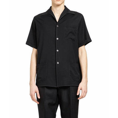 Camicia a maniche corte in lana nera Maison Margiela