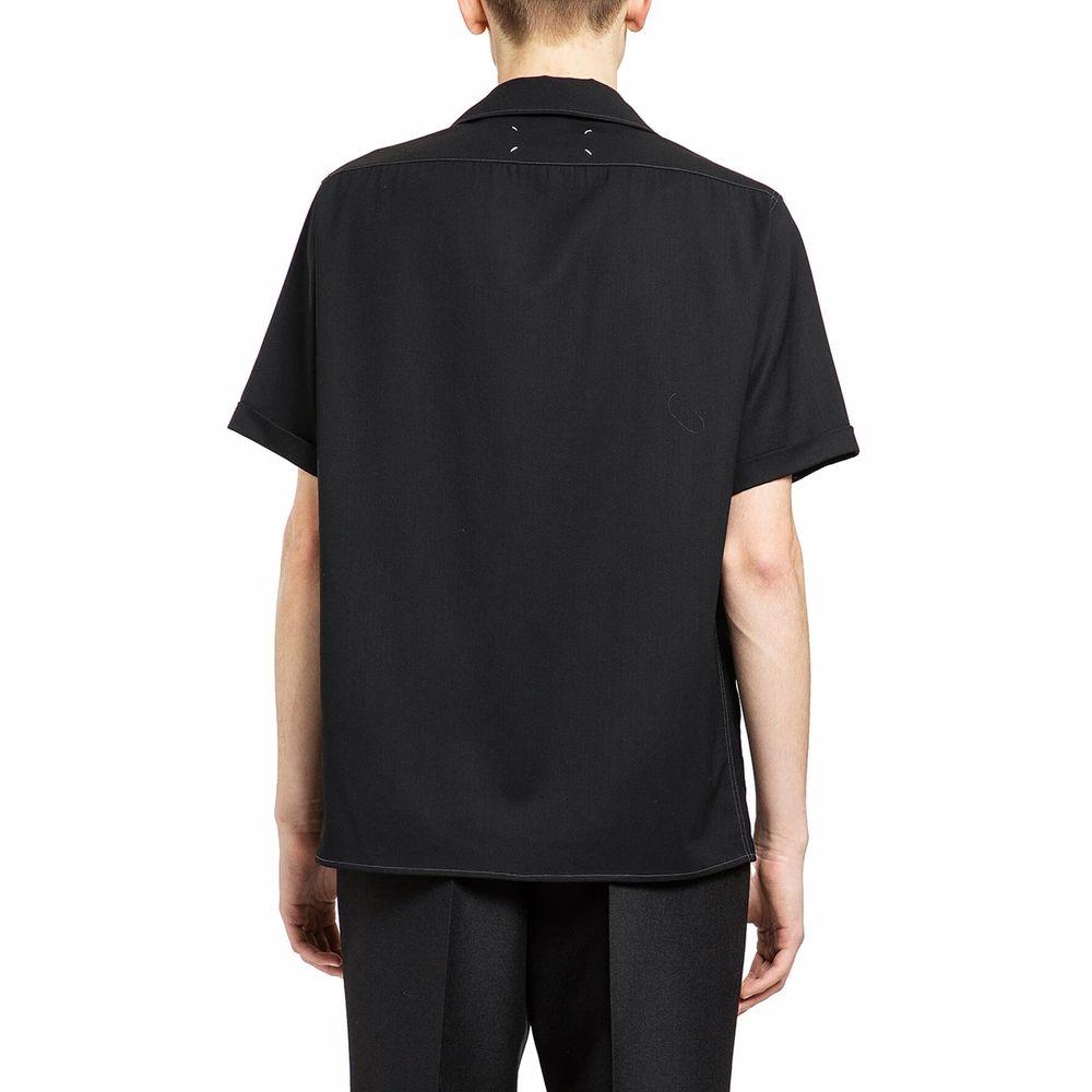 Camicia a maniche corte in lana nera Maison Margiela