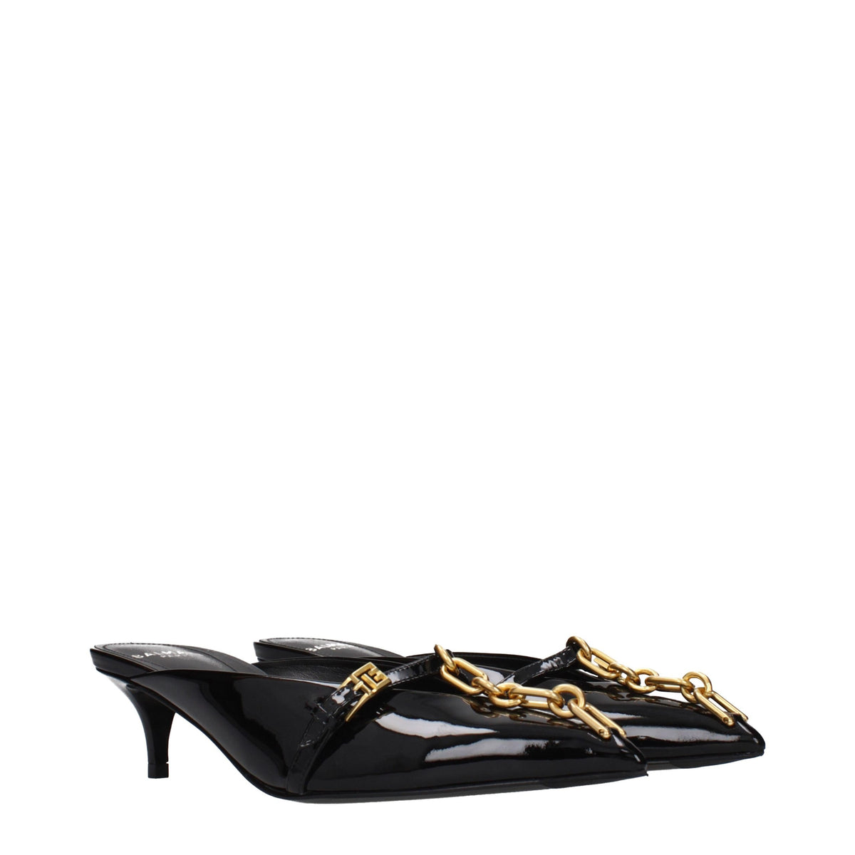 Sandali con plateau in pelle nera Balmain