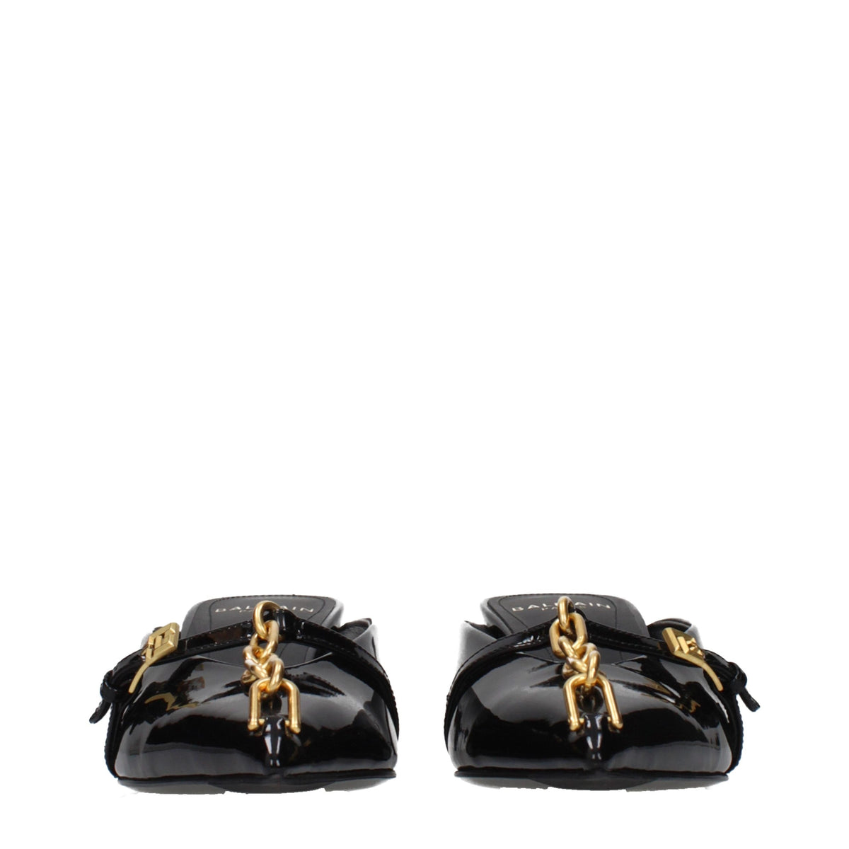 Sandali con plateau in pelle nera Balmain
