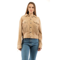 Moschino Giacca in Cotone e Pelle Beige