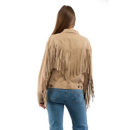 Moschino Giacca in Cotone e Pelle Beige