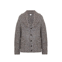 Cardigan in alpaca e pelle grigio Bottega Veneta