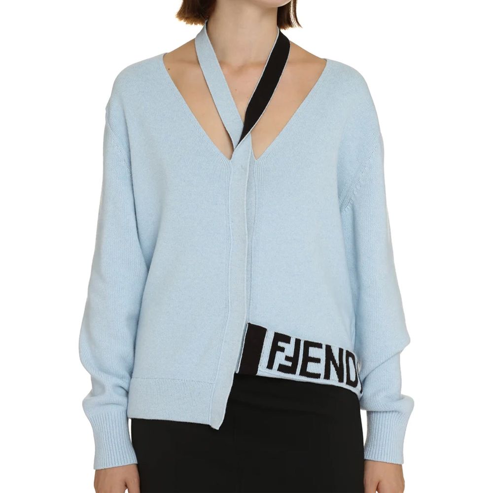 Cardigan Fendi in cashmere blu