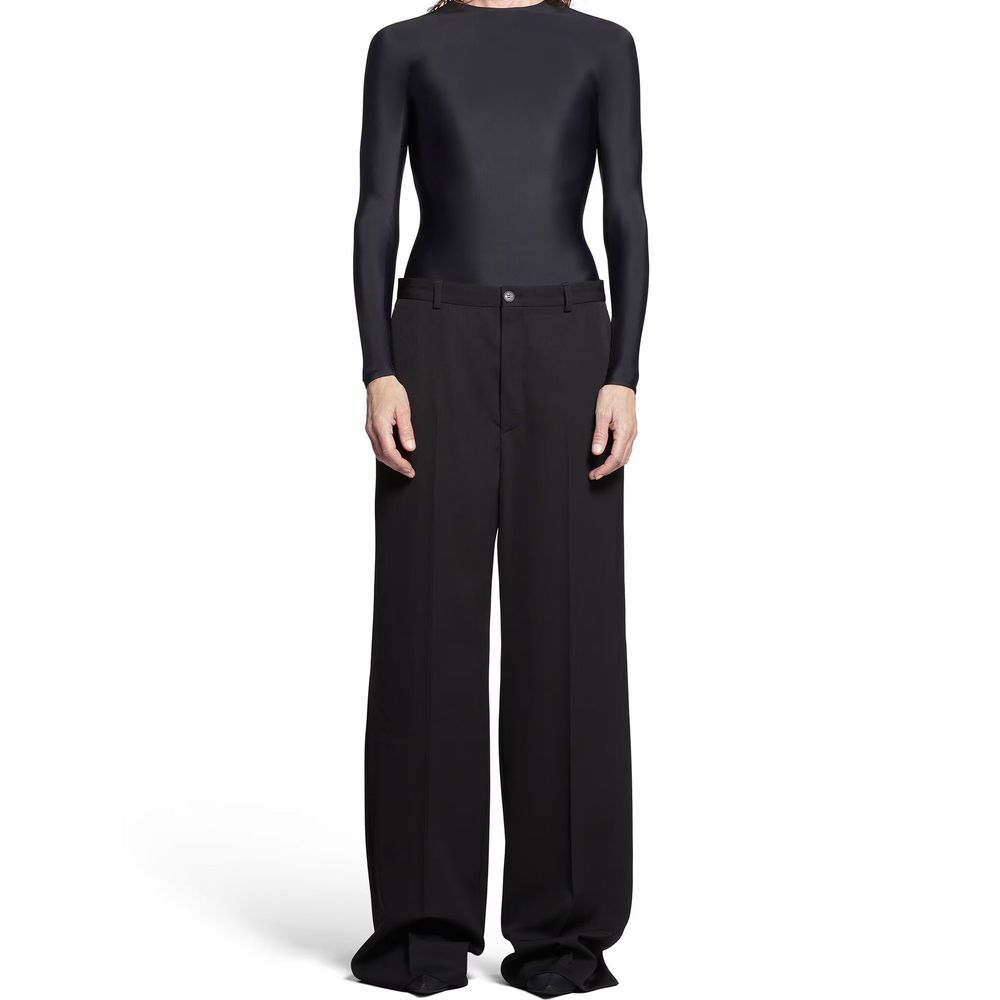 Pantaloni svasati Balenciaga in lana nera