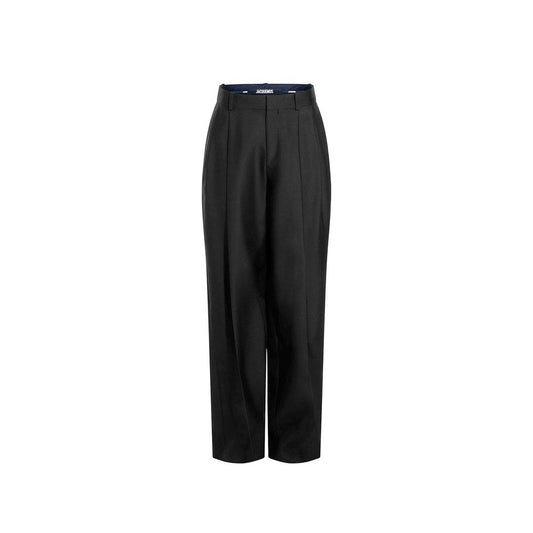Jacquemus Pantaloni Svasati in Seta Nera