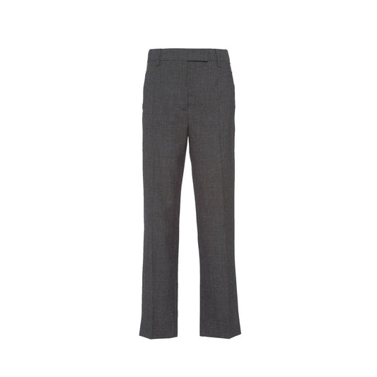 Pantaloni eleganti Prada in lana vergine grigia
