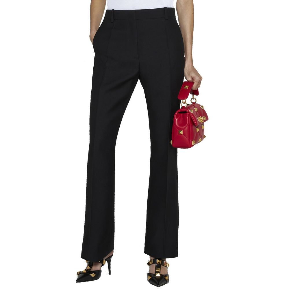 Pantaloni svasati in seta neri Valentino Garavani