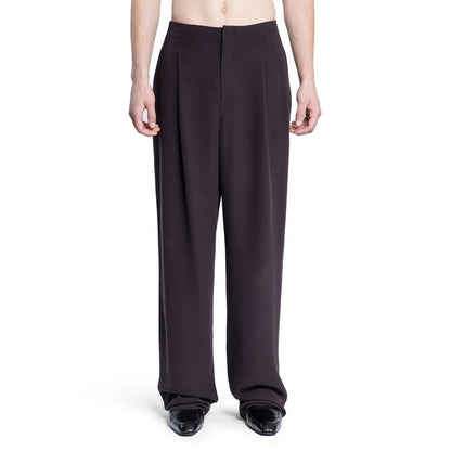 Pantaloni Casual Saint Laurent in Seta Marrone