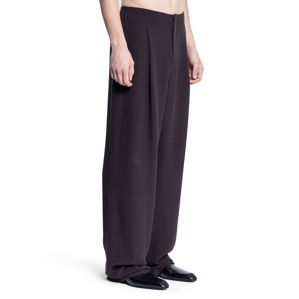 Pantaloni Casual Saint Laurent in Seta Marrone