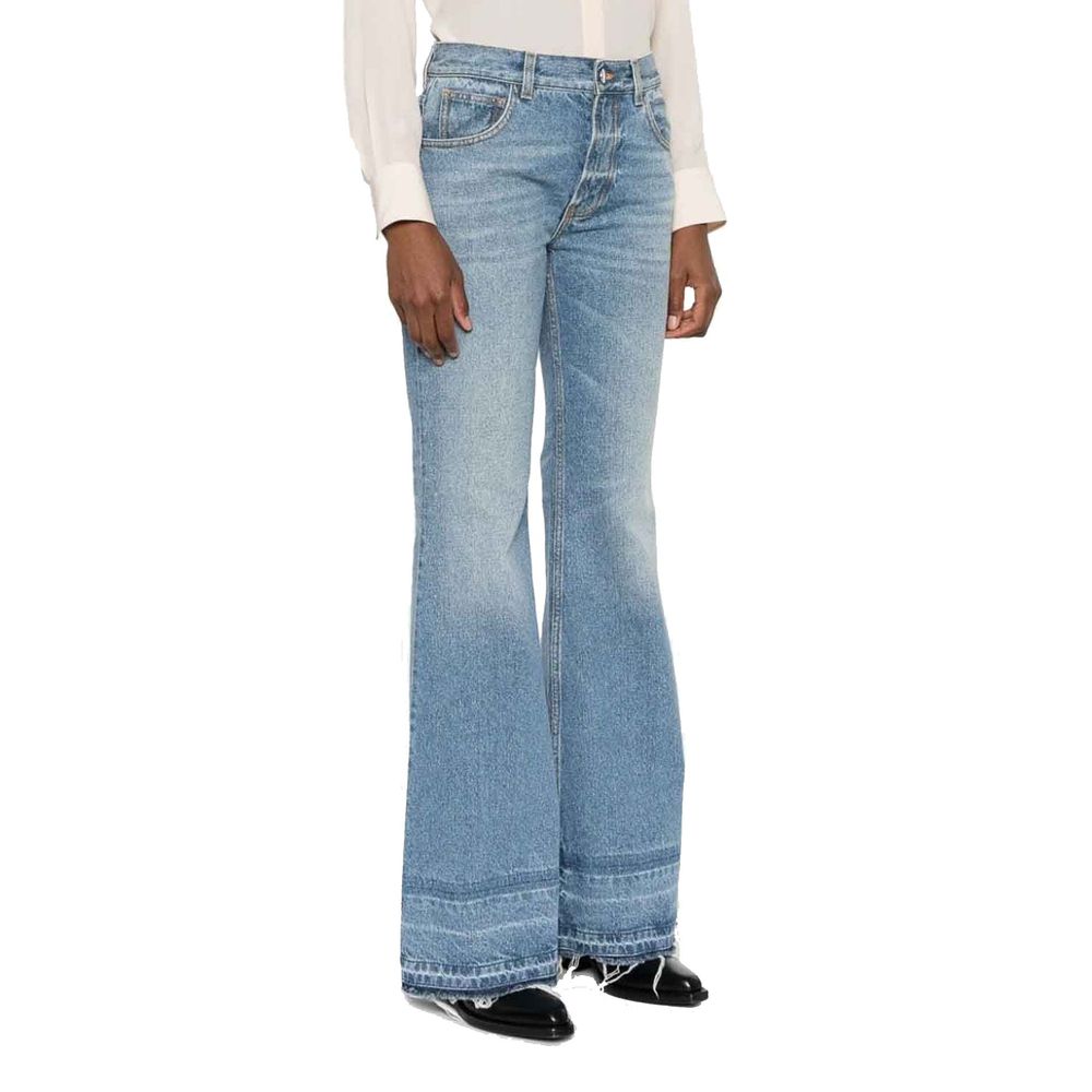 Jeans svasati Chloé in cotone blu