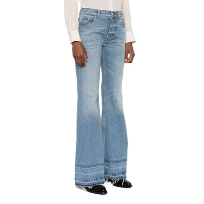 Jeans svasati Chloé in cotone blu