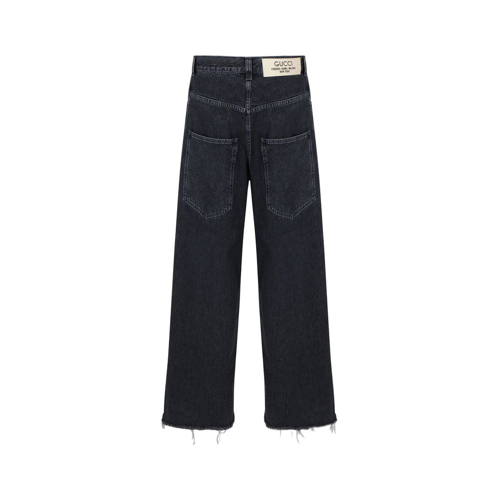 Jeans in denim di cotone nero Gucci