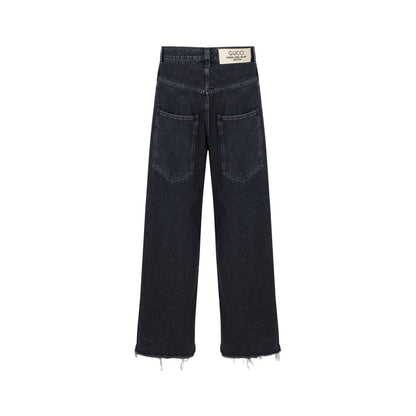 Jeans in denim di cotone nero Gucci