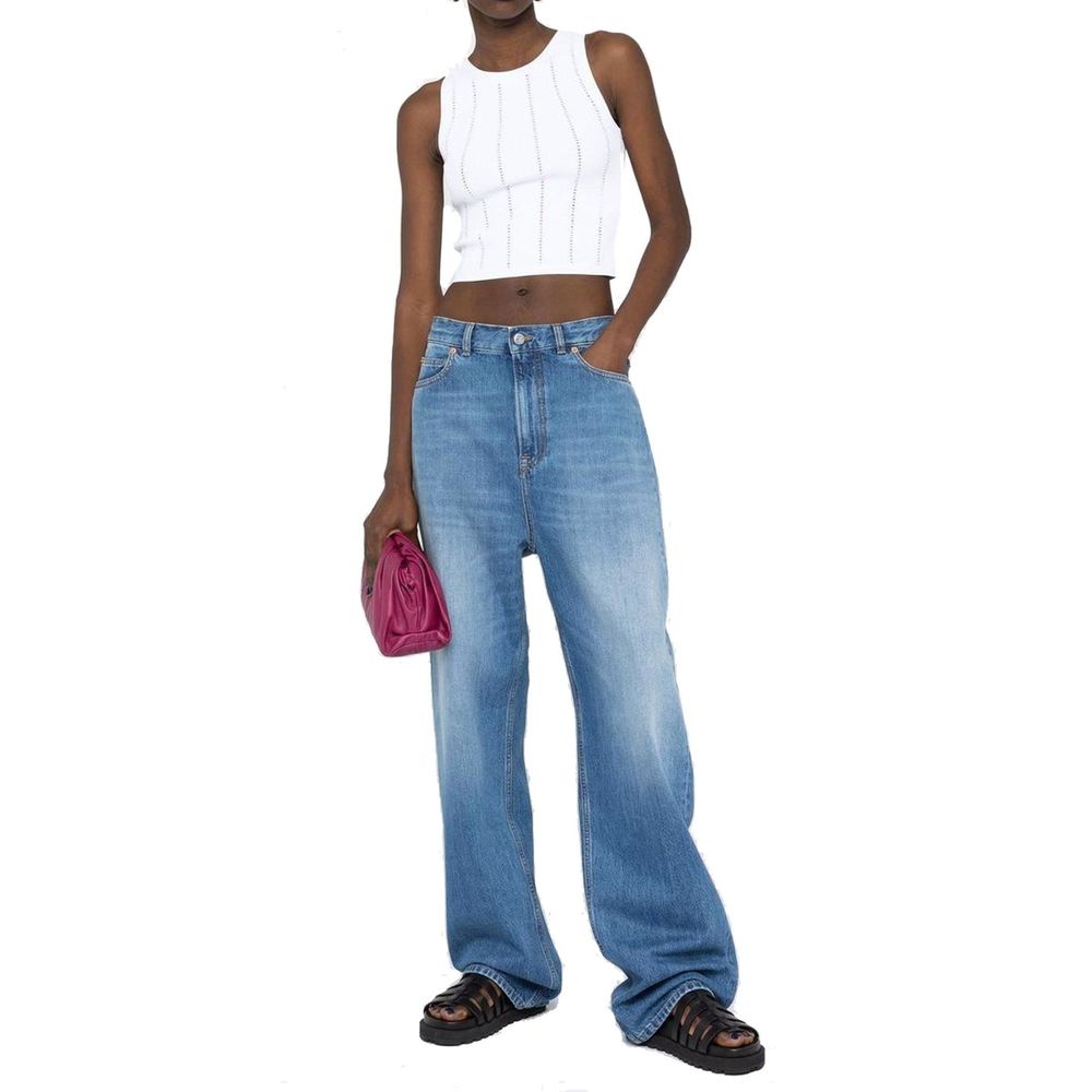 Jeans Valentino Garavani a vita alta in cotone blu