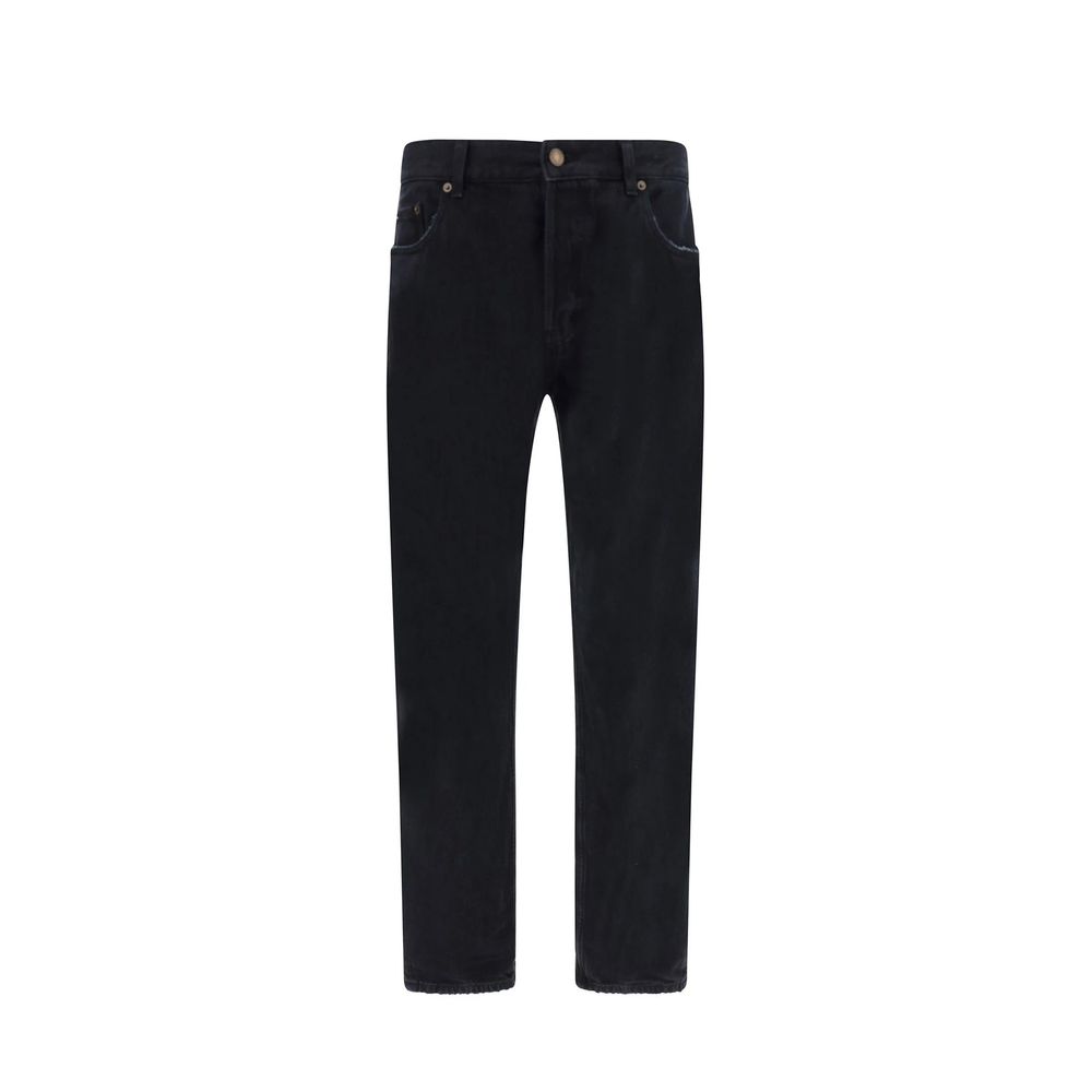 Jeans dritti Saint Laurent in cotone nero
