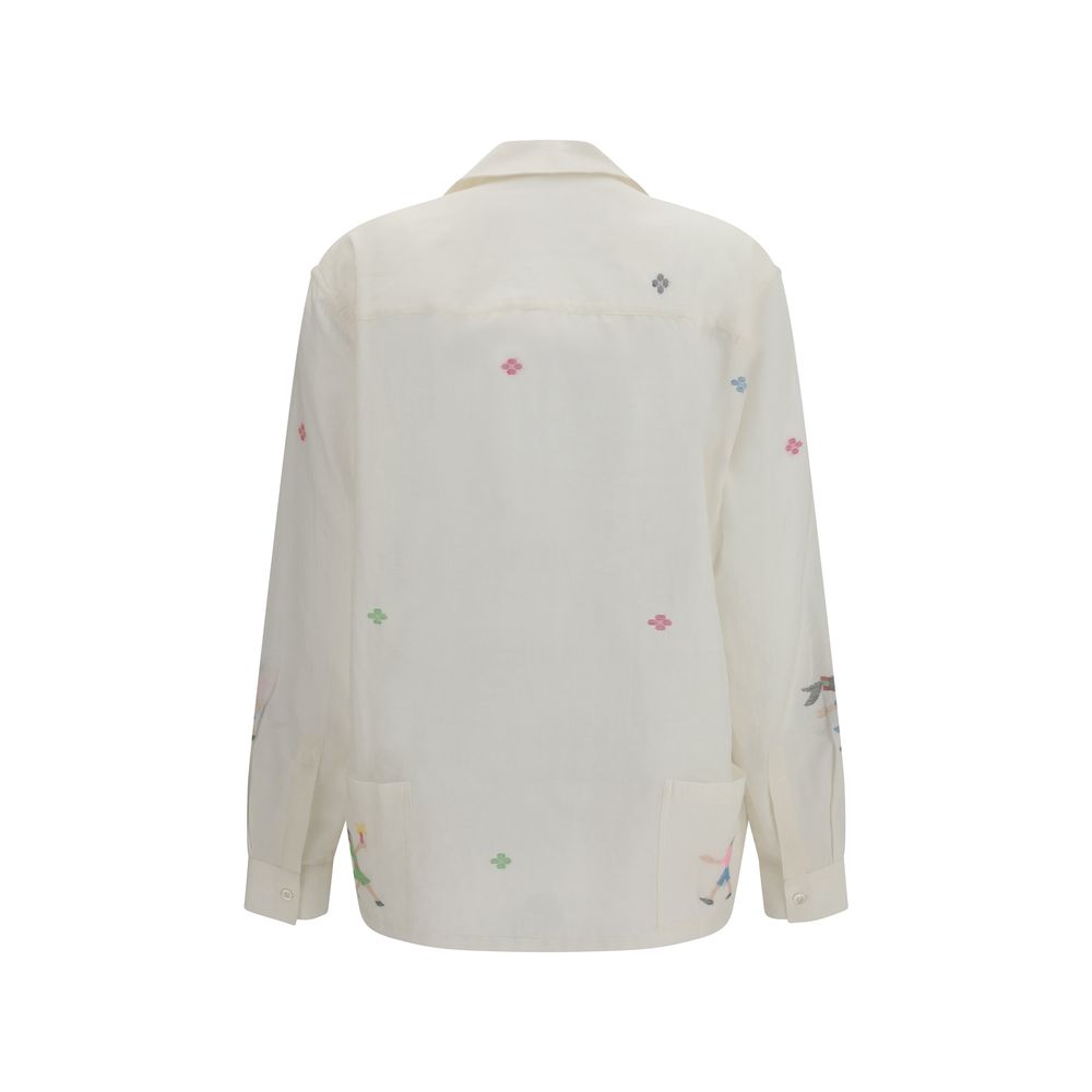 Camicia Baziszt in Cotone Bianco Fantasia