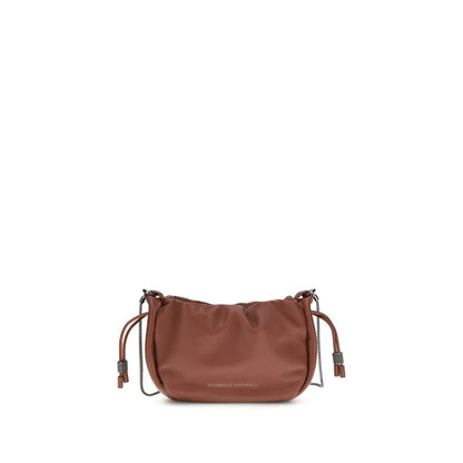 Brunello Cucinelli Borsa a Spalla in Pelle di Vitello Marrone Bos Taurus