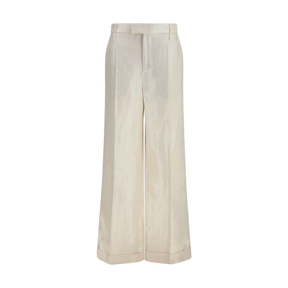 Brunello Cucinelli Pantaloni Casual Beige in Seta