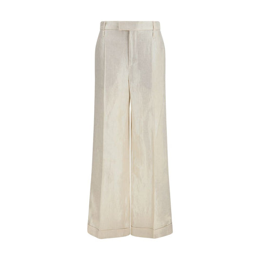 Brunello Cucinelli Pantaloni Casual Beige in Seta